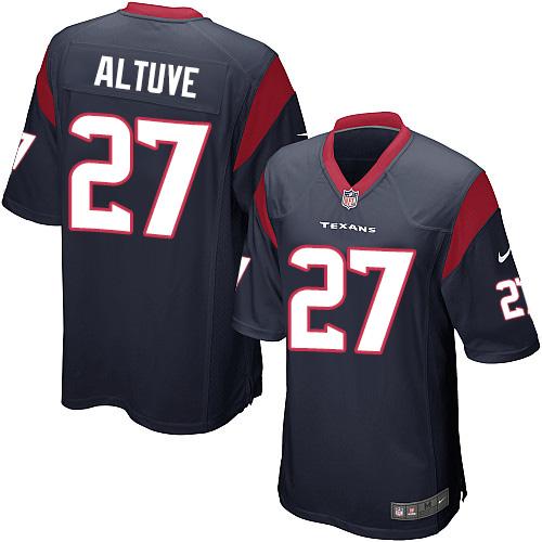 Youth Nike Texans #27 Jose Altuve Navy Blue Team Color Stitched NFL Elite Jersey