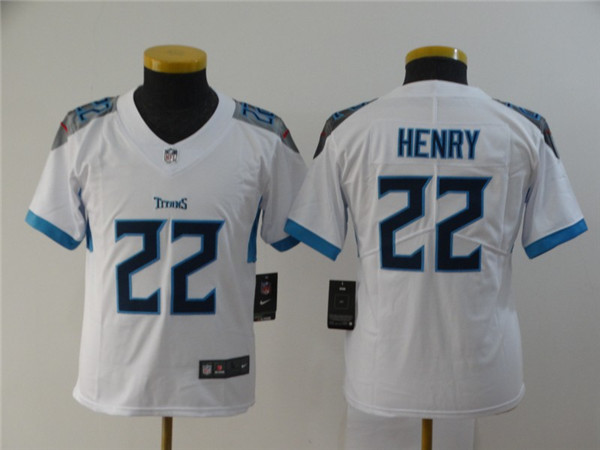 Youth Nike Titans 22 Derrick Henry White Youth New Vapor Untouchable Player Limited Jersey