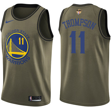 Youth Nike Warriors #11 Klay Thompson Green Salute to Service The Finals Patch Youth NBA Swingman Jersey
