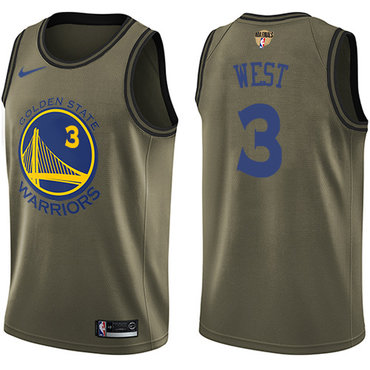 Youth Nike Warriors #3 David West Green Salute to Service The Finals Patch Youth NBA Swingman Jersey
