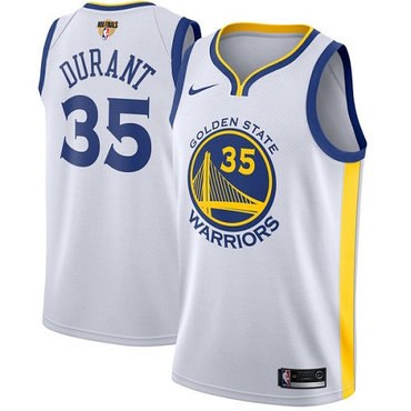 Youth Nike Warriors #35 Kevin Durant White The Finals Patch Youth NBA Swingman Association Edition Jersey