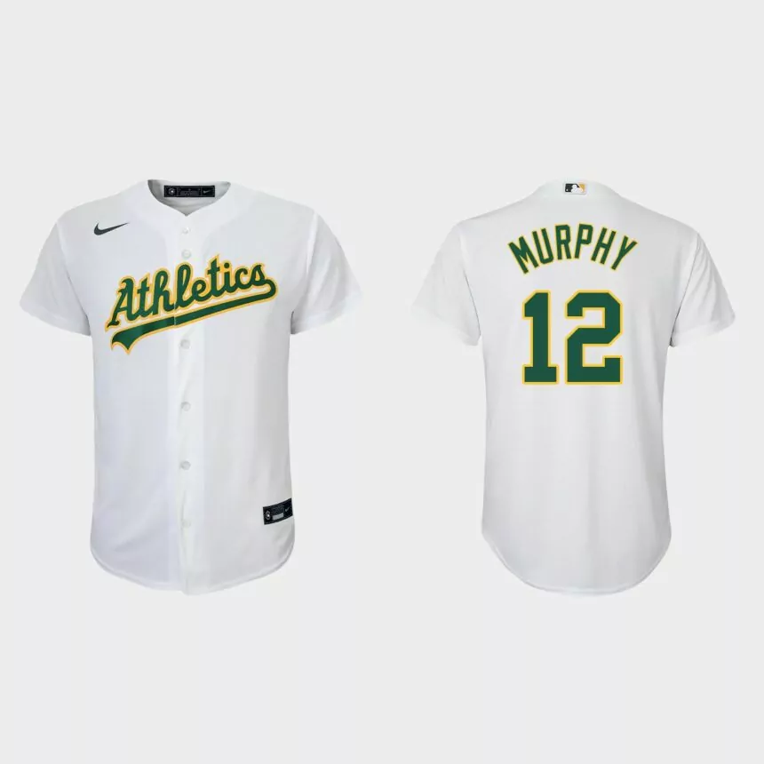 Youth Oakland Athletics #12 Sean Murphy White Replica Home Jersey