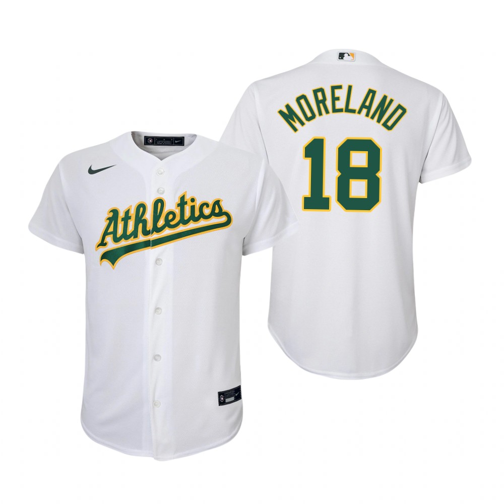 Youth Oakland Athletics #18 Mitch Moreland Nike White Home Jersey