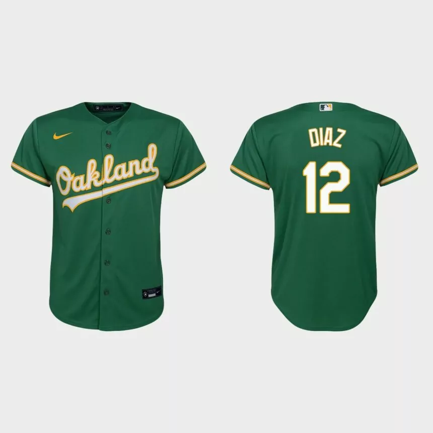 Youth Oakland Athletics Aledmys Diaz Kelly Green Replica Alternate Jersey