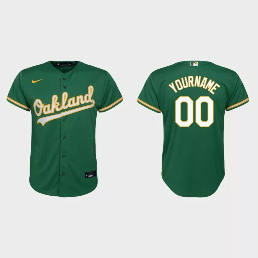 Youth Oakland Athletics Custom Kelly Green Replica Alternate Jersey