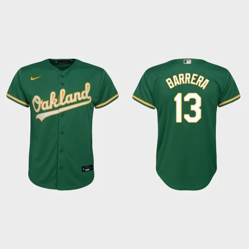 Youth Oakland Athletics Luis Barrera Kelly Green Replica Alternate Jersey