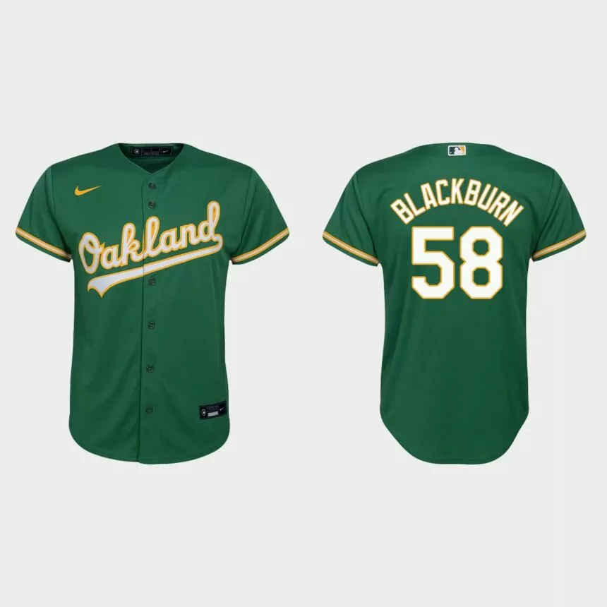 Youth Oakland Athletics Paul Blackburn Kelly Green Replica Alternate Jersey