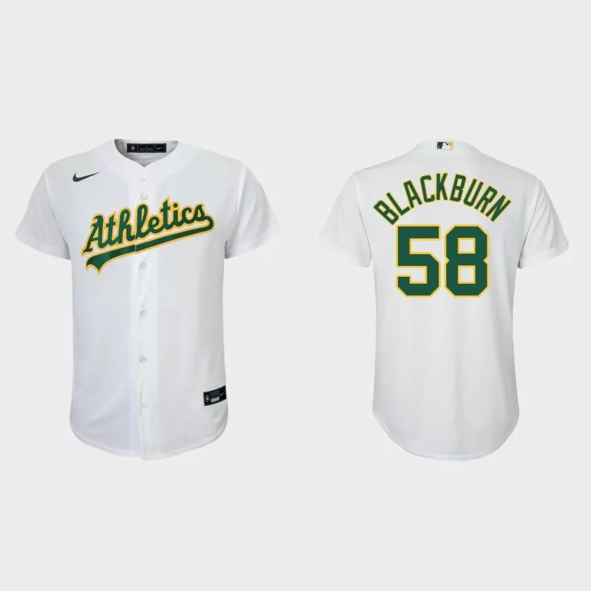 Youth Oakland Athletics Paul Blackburn White Replica Home Jersey