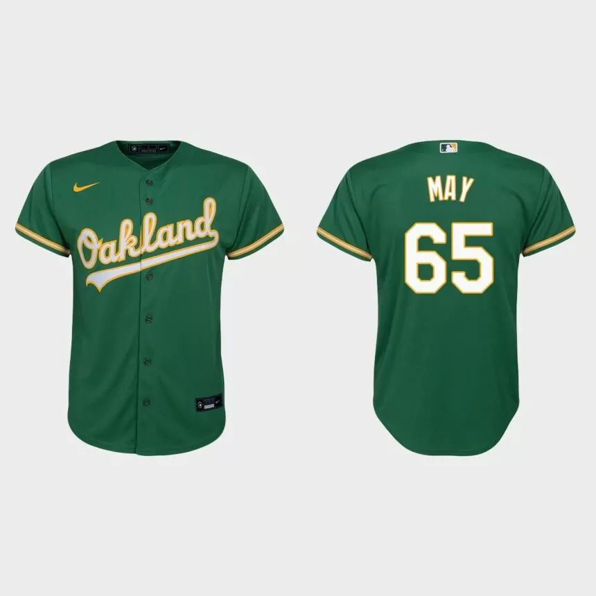 Youth Oakland Athletics Trevor May Kelly Green Replica Alternate Jersey