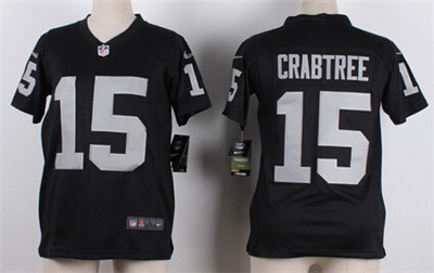 Youth Oakland Raiders #15 Michael Crabtree Nike Black Game Jersey