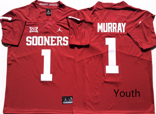 Youth Oklahoma Sooners 1 Kyler Murray Red Youth College Football Jersey