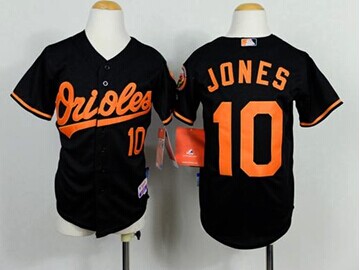 Youth Orioles #10 Adam Jones Black Cool Base Baseball Jersey