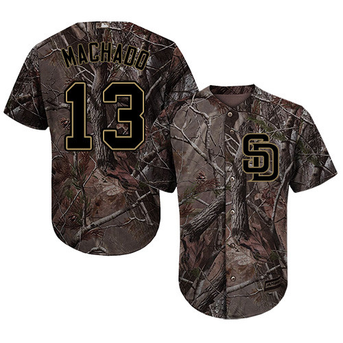 Youth Padres #13 Manny Machado Camo Realtree Collection Cool Base Stitched Youth Baseball Jersey