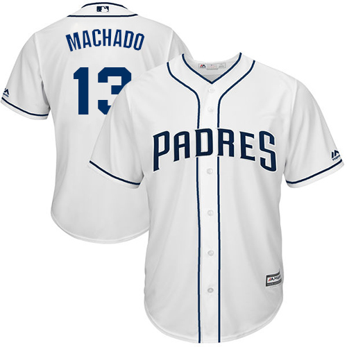 Youth Padres #13 Manny Machado White Cool Base Stitched Youth Baseball Jersey