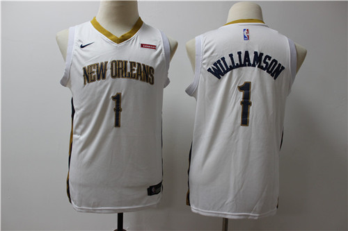 Youth Pelicans 1 Zion Williamson White Youth Nike Swingman Jersey