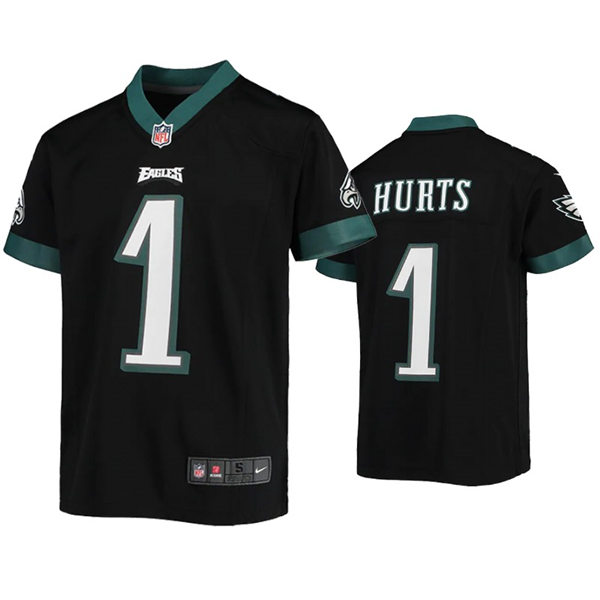 Youth Philadelphia Eagles #1 Jalen Hurts Stitched Nike Black Limited Jersey