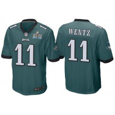 Youth Philadelphia Eagles #11 Carson Wentz Green Super Bowl LII Bound Game Jersey