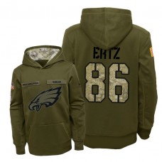 Youth Philadelphia Eagles #86 Zach Ertz Olive Hoodie 2018 Salute To Service