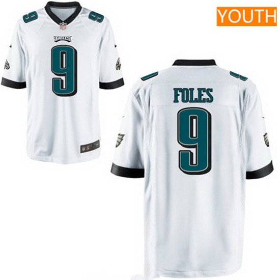 Youth Philadelphia Eagles #9 Nick Foles Nike Game Road White NFL Jersey