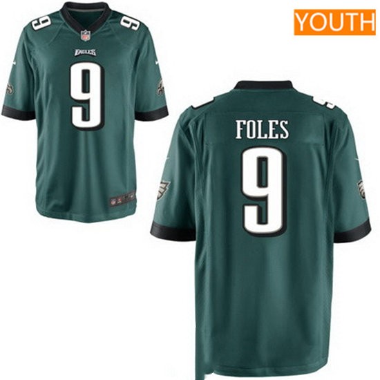 Youth Philadelphia Eagles #9 Nick Foles Nike Midnight Green Player Game Jersey