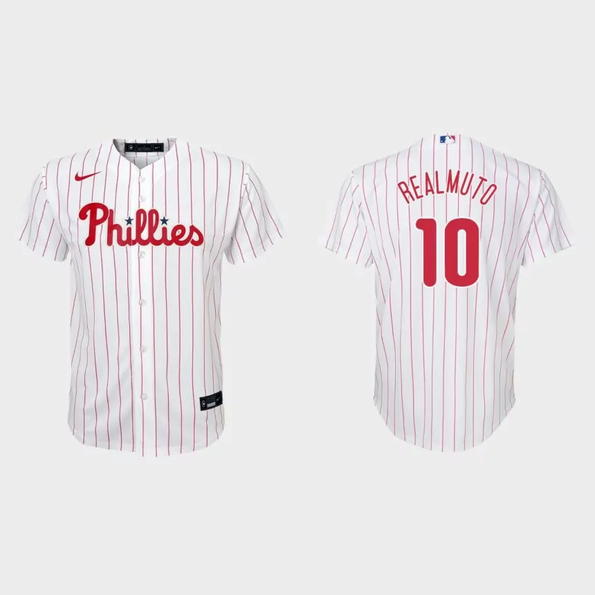 Youth Philadelphia Phillies #10 J.T. Realmuto White Replica Home Jersey