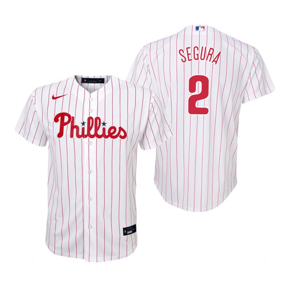 Youth Philadelphia Phillies #2 Jean Segura Nike White Pinstripe Home Jersey
