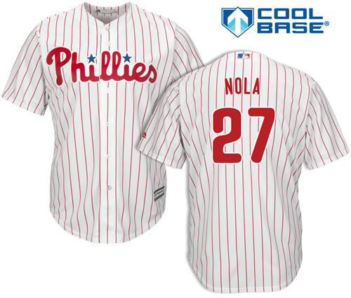 Youth Philadelphia Phillies #27 Aaron Nola White Cool Base MLB Jersey