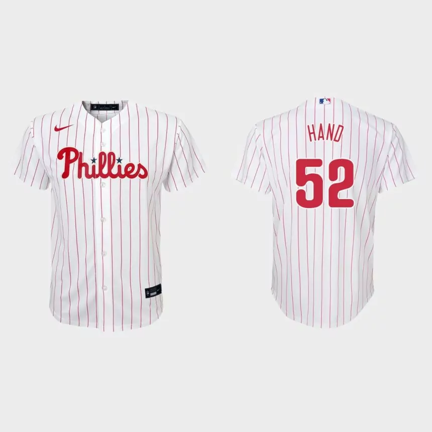 Youth Philadelphia Phillies Brad Hand White Replica Home Jersey