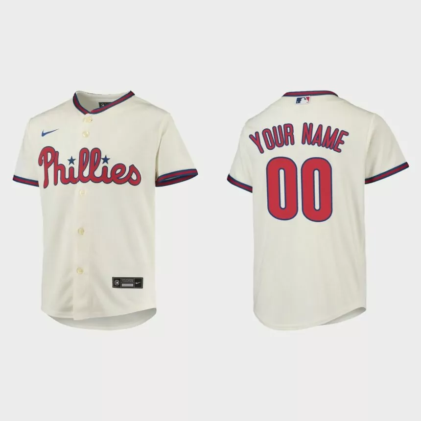 Youth Philadelphia Phillies Custom Cream Replica Jersey