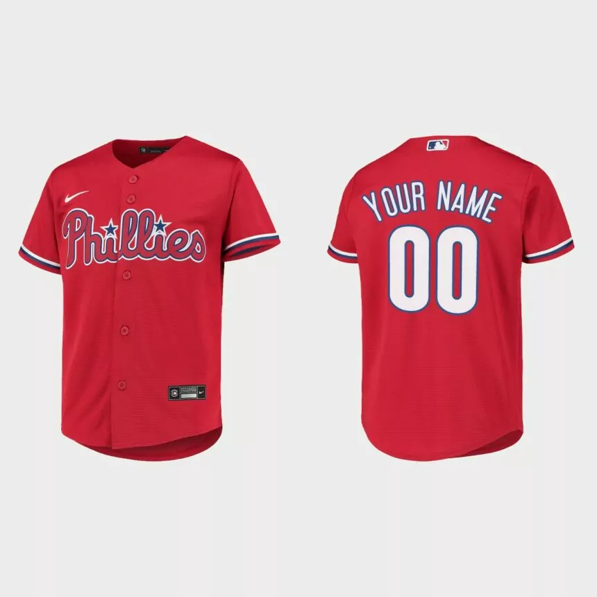 Youth Philadelphia Phillies Custom Red Replica Jersey