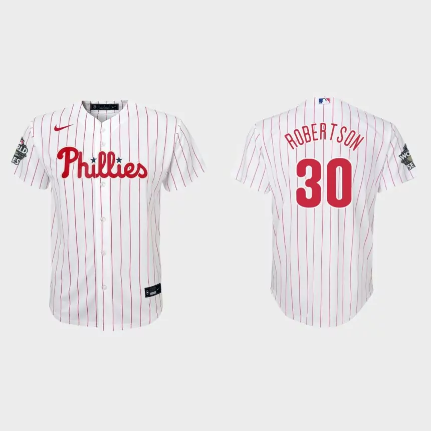 Youth Philadelphia Phillies David Robertson White 2022 World Series Replica Jersey
