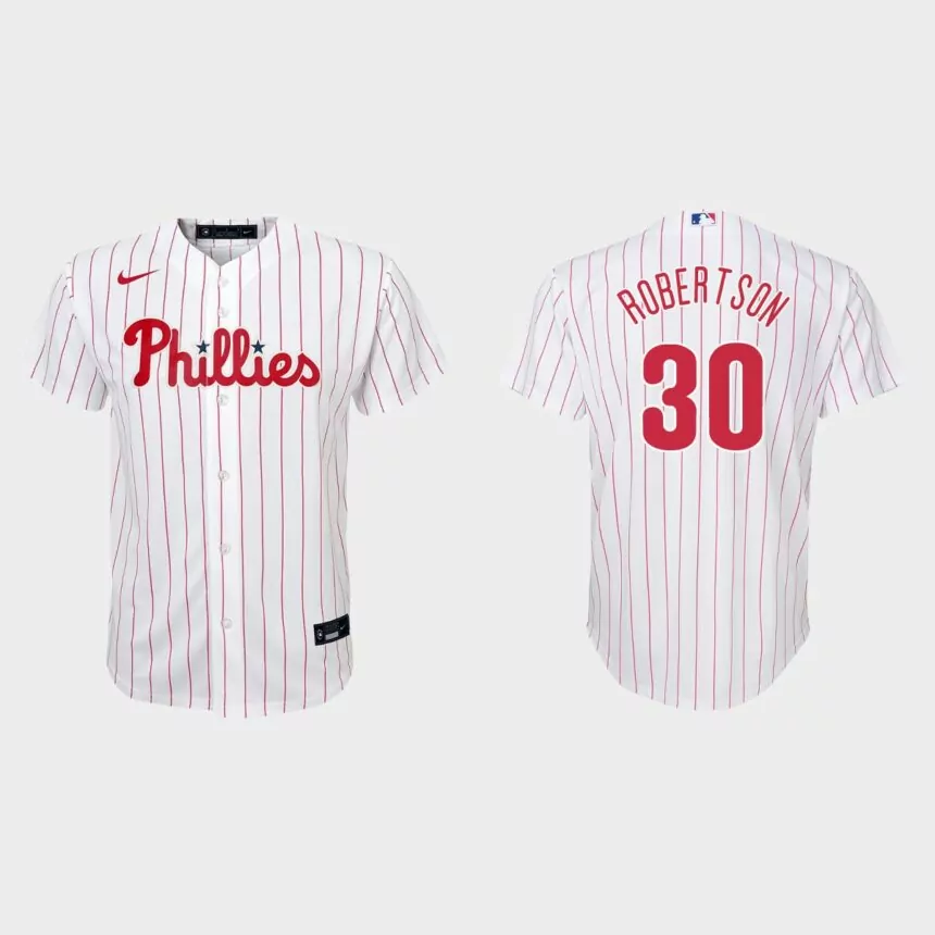 Youth Philadelphia Phillies David Robertson White Replica Home Jersey