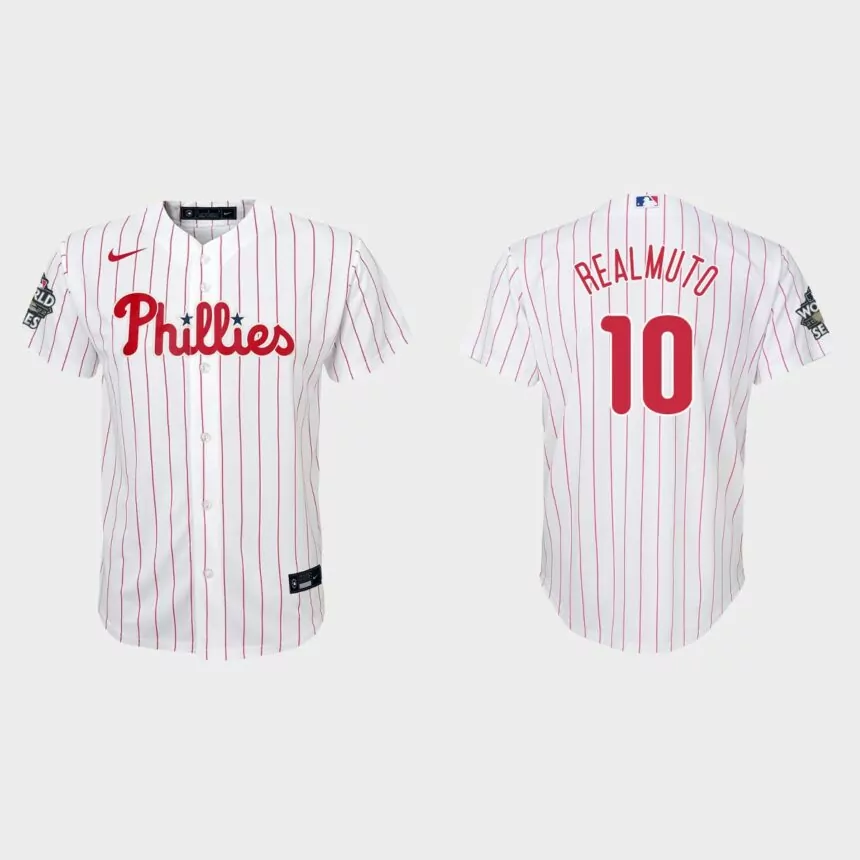 Youth Philadelphia Phillies J.T. Realmuto White 2022 World Series Replica Jersey