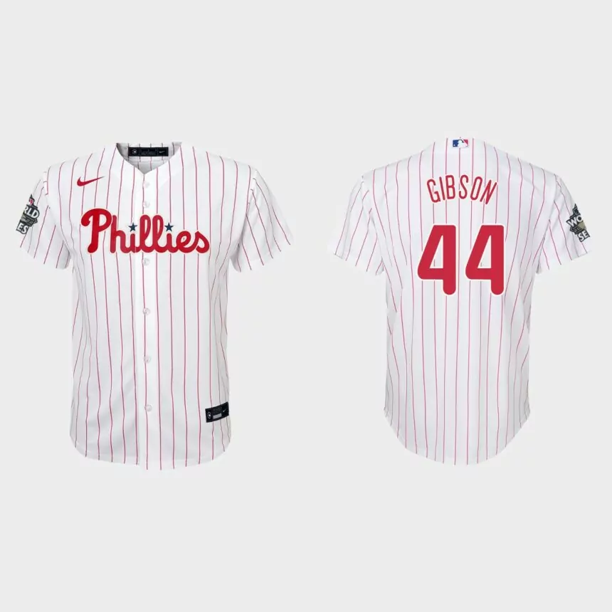Youth Philadelphia Phillies Kyle Gibson White 2022 World Series Replica Jersey