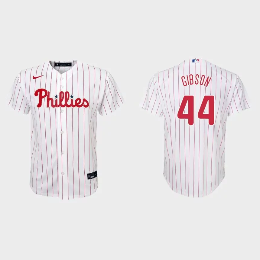 Youth Philadelphia Phillies Kyle Gibson White Replica Home Jersey