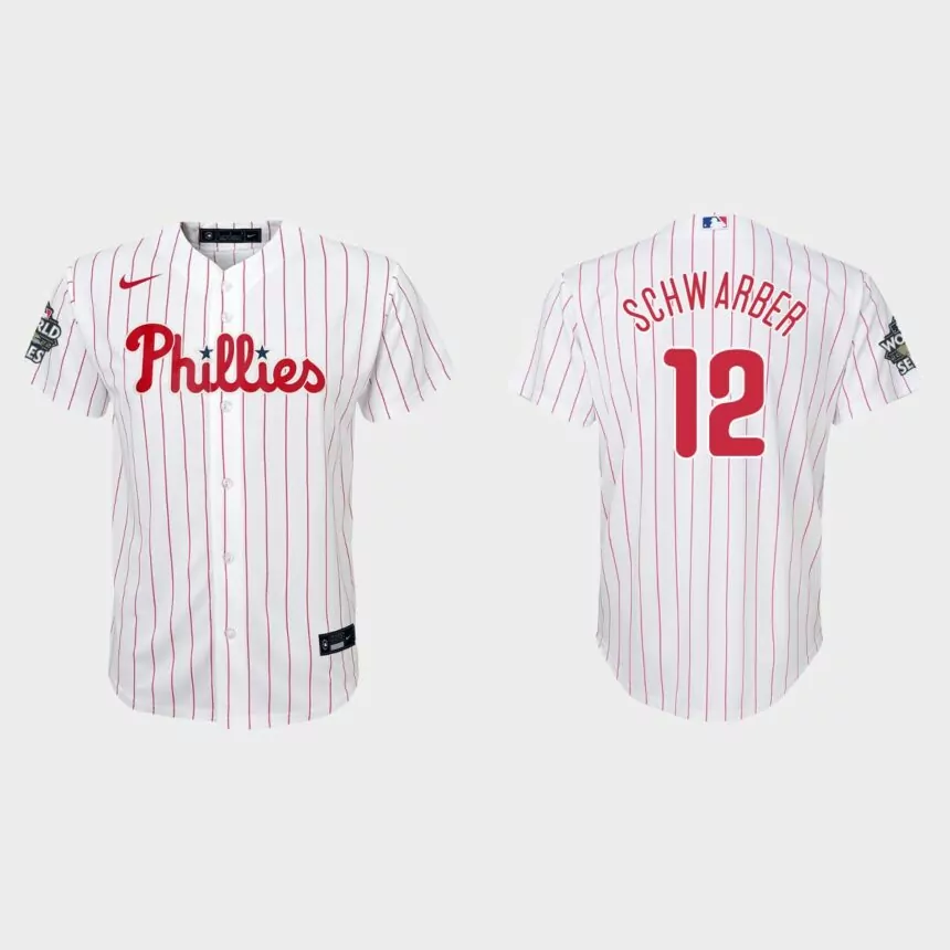 Youth Philadelphia Phillies Kyle Schwarber White 2022 World Series Replica Jersey