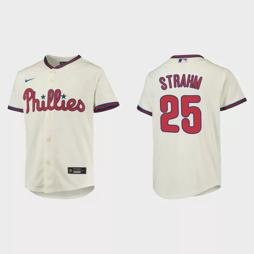 Youth Philadelphia Phillies Matthew Strahm Cream Replica Jersey