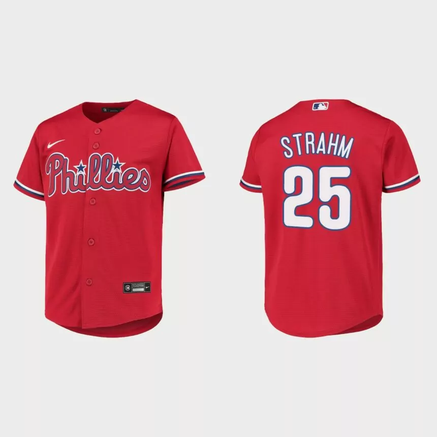 Youth Philadelphia Phillies Matthew Strahm Red Replica Jersey