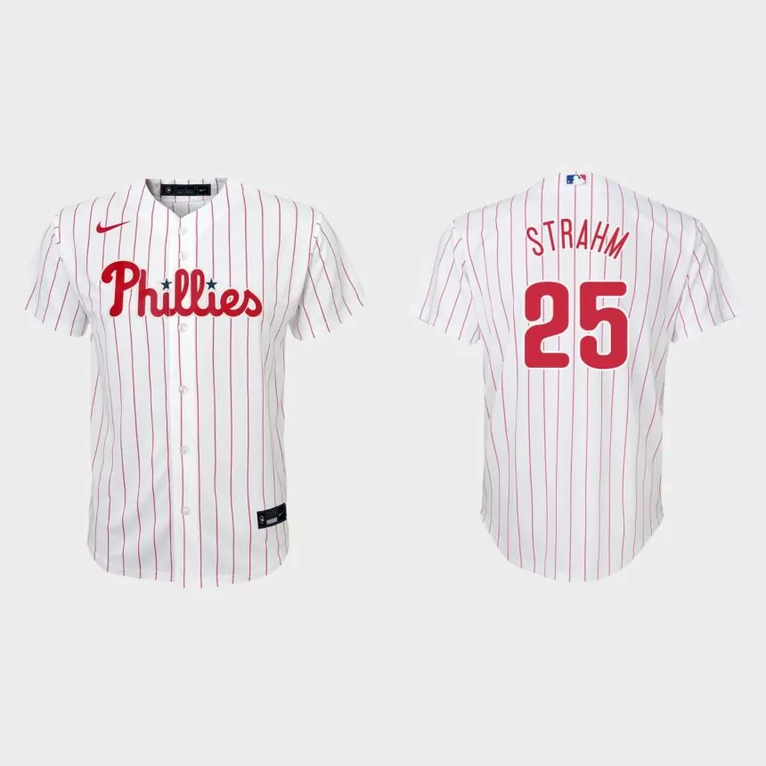 Youth Philadelphia Phillies Matthew Strahm White Replica Home Jersey