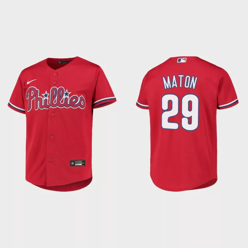 Youth Philadelphia Phillies Nick Maton Red Replica Jersey