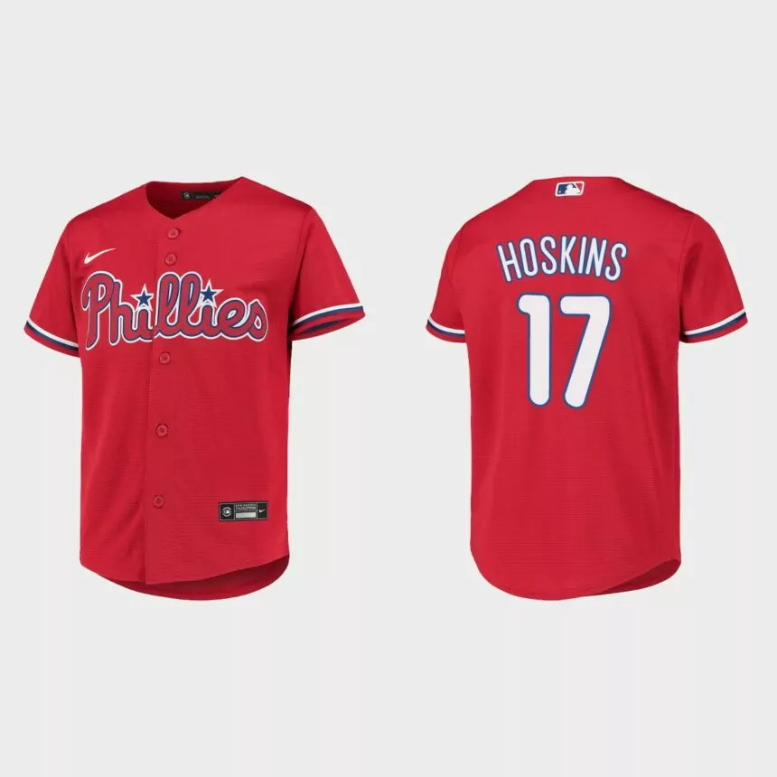 Youth Philadelphia Phillies Rhys Hoskins Red Replica Jersey