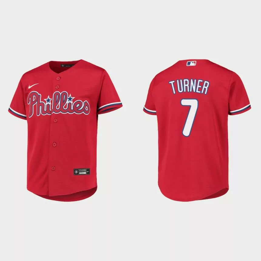 Youth Philadelphia Phillies Trea Turner Red Replica Jersey