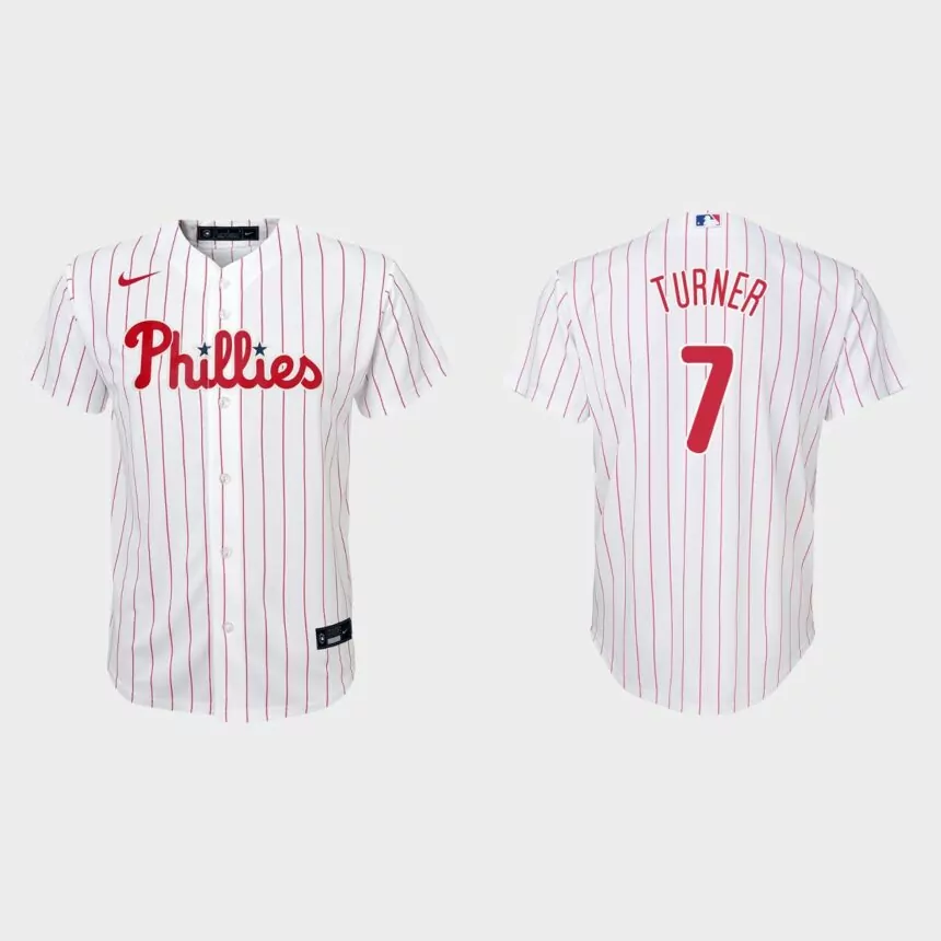 Youth Philadelphia Phillies Trea Turner White Replica Home Jersey