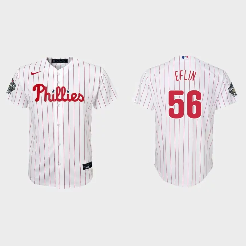 Youth Philadelphia Phillies Zach Eflin White 2022 World Series Replica Jersey