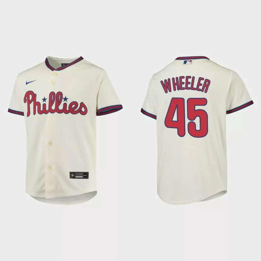 Youth Philadelphia Phillies Zack Wheeler Cream Replica Jersey