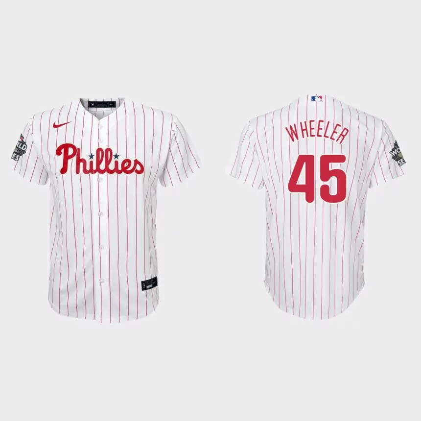 Youth Philadelphia Phillies Zack Wheeler White 2022 World Series Replica Jersey