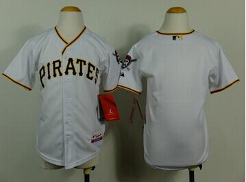 Youth Pirates Blank White Cool Base Baseball Jersey