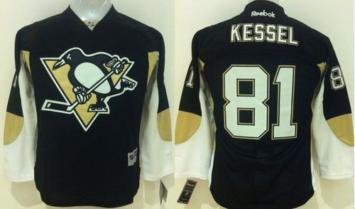 Youth Pittsburgh Penguins #81 Phil Kessel Black Stitched NHL Jersey
