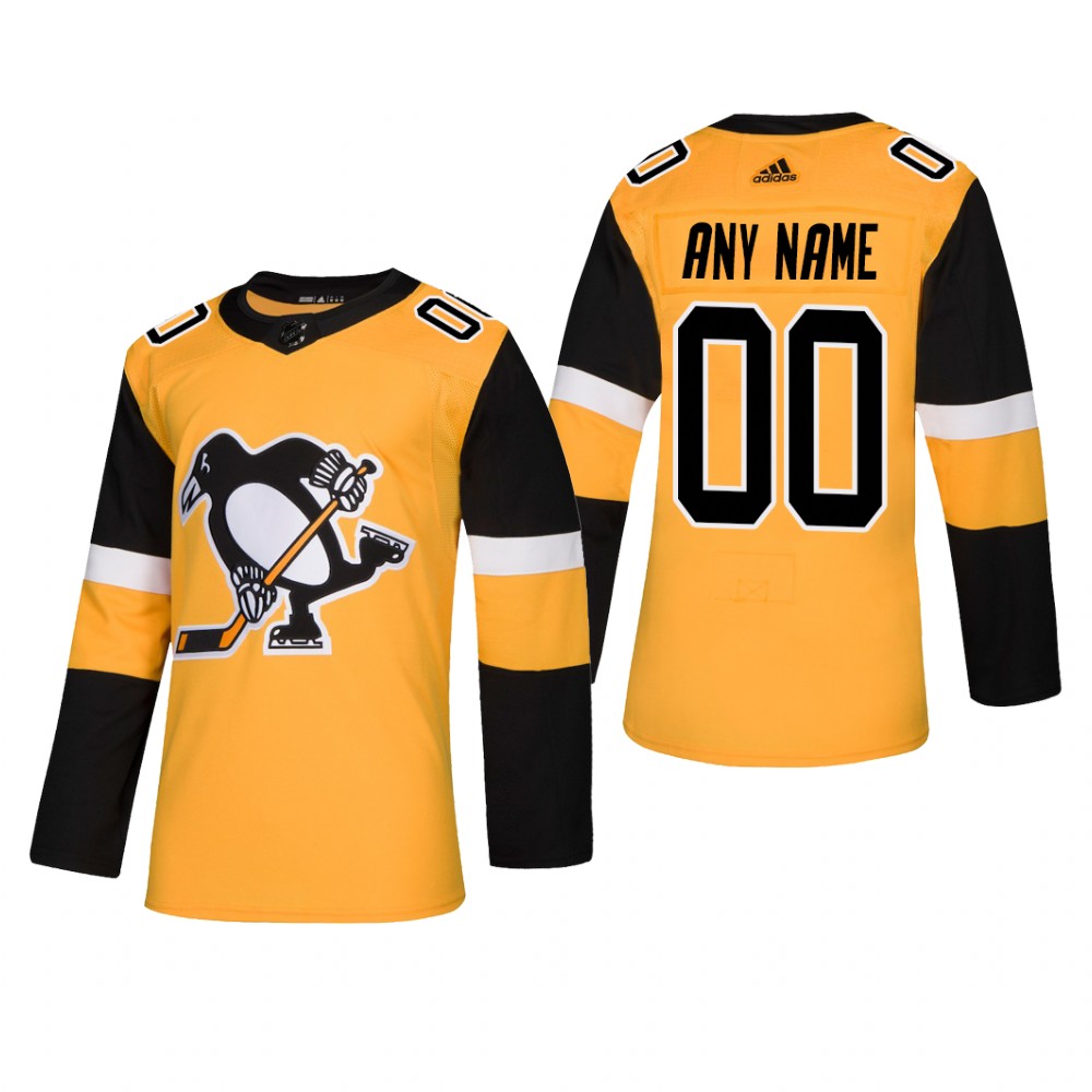 Youth Pittsburgh Penguins Custom Adidas Gold Alternate Jersey Stitched
