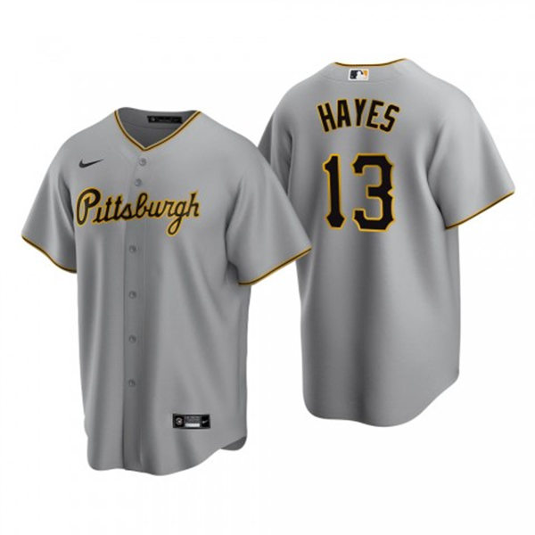 Youth Pittsburgh Pirates #13 Ke'Bryan Hayes Nike Gray Road CoolBase Jersey